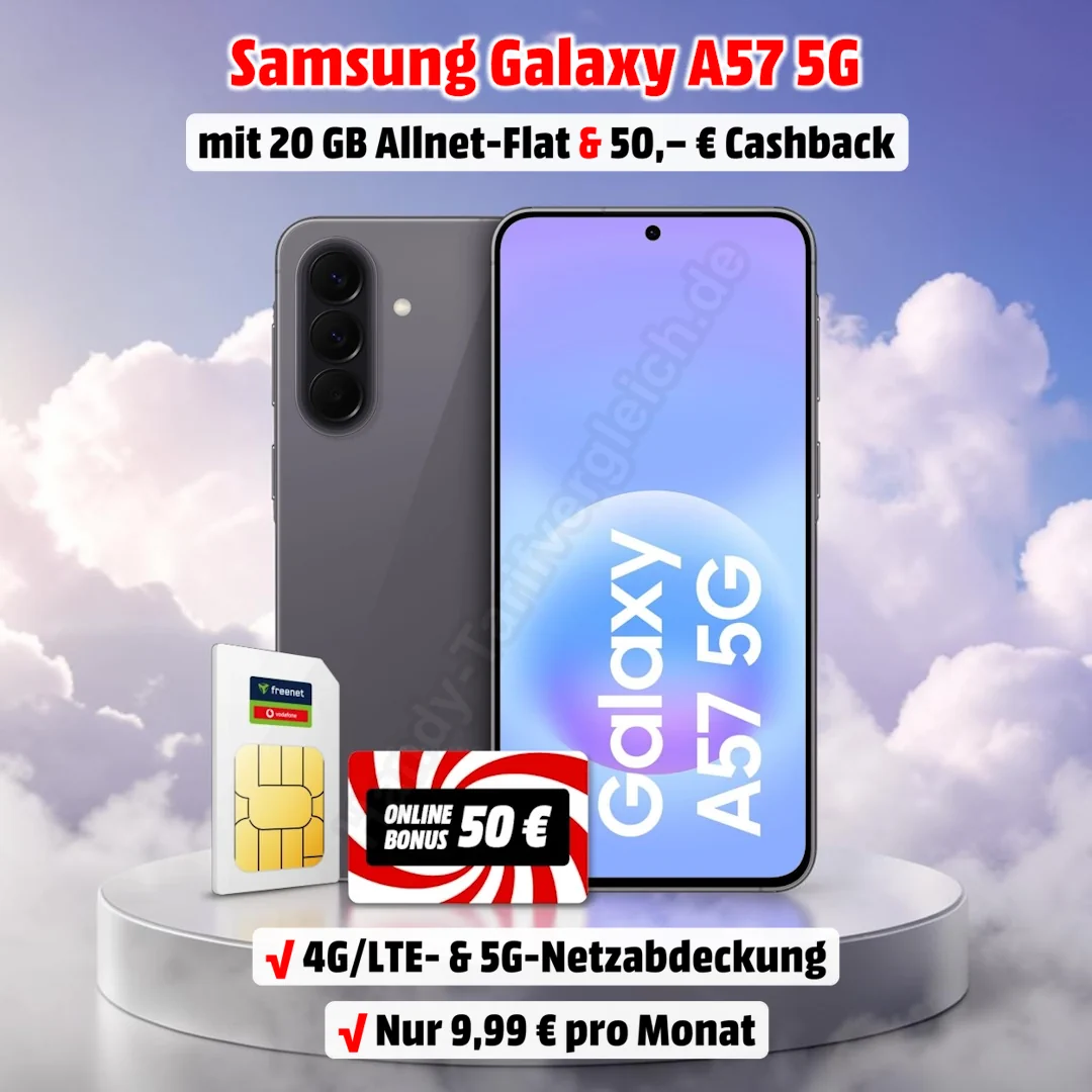 Samsung Galaxy A57 5G mit Vertrag im D-Netz von Vodafone und 50 Euro Cashback