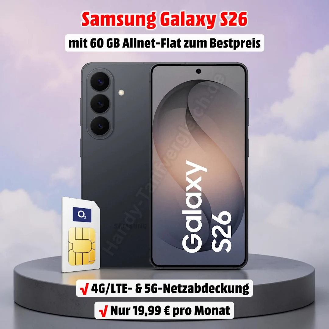 Samsung Galaxy S26 mit Vertrag im o2-Netz zum Bestpreis