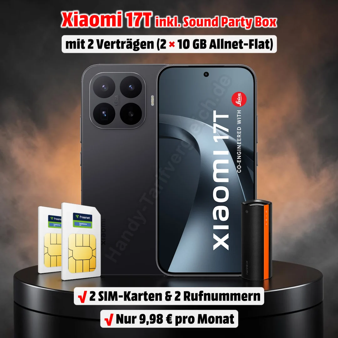 Xiaomi 17T (256 GB) mit Xiaomi Sound Party Bos und 2 Verträgen zum Mega-Tiefpreis