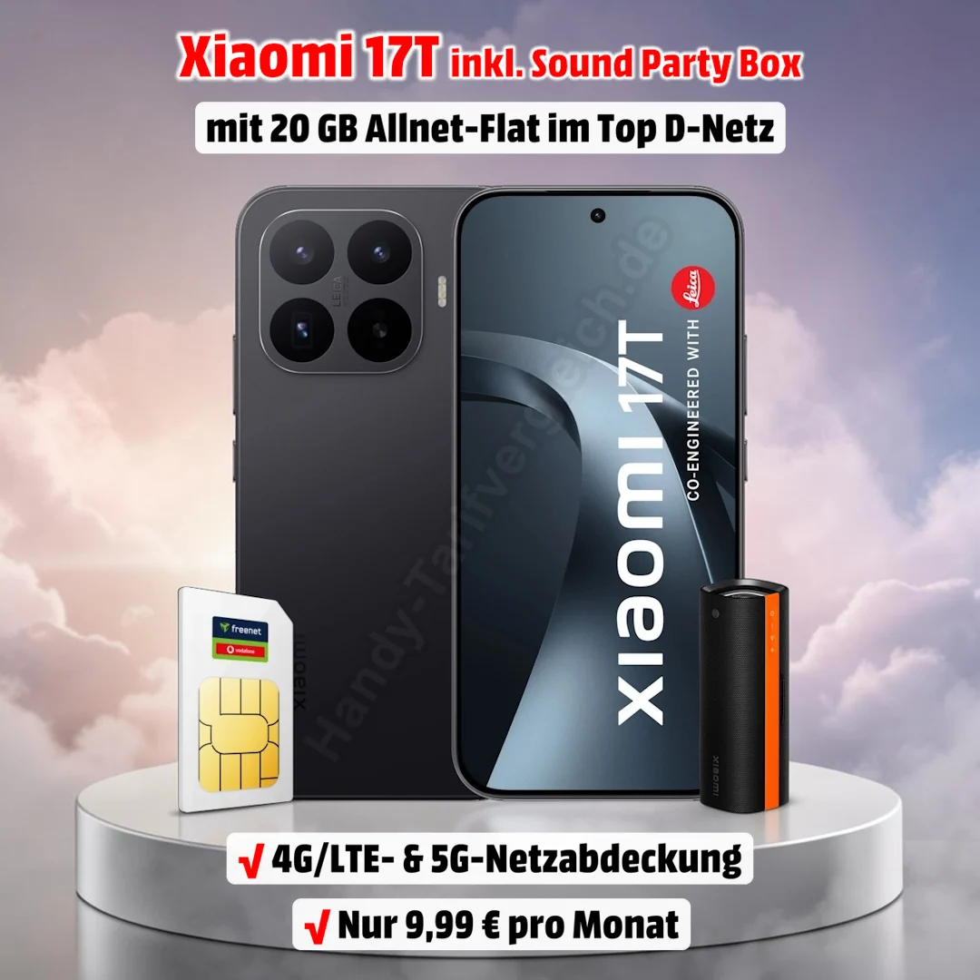 Xiaomi 17T mit Vertrag im Vodafone-Netz und gratis Xiaomi Sound Party Box