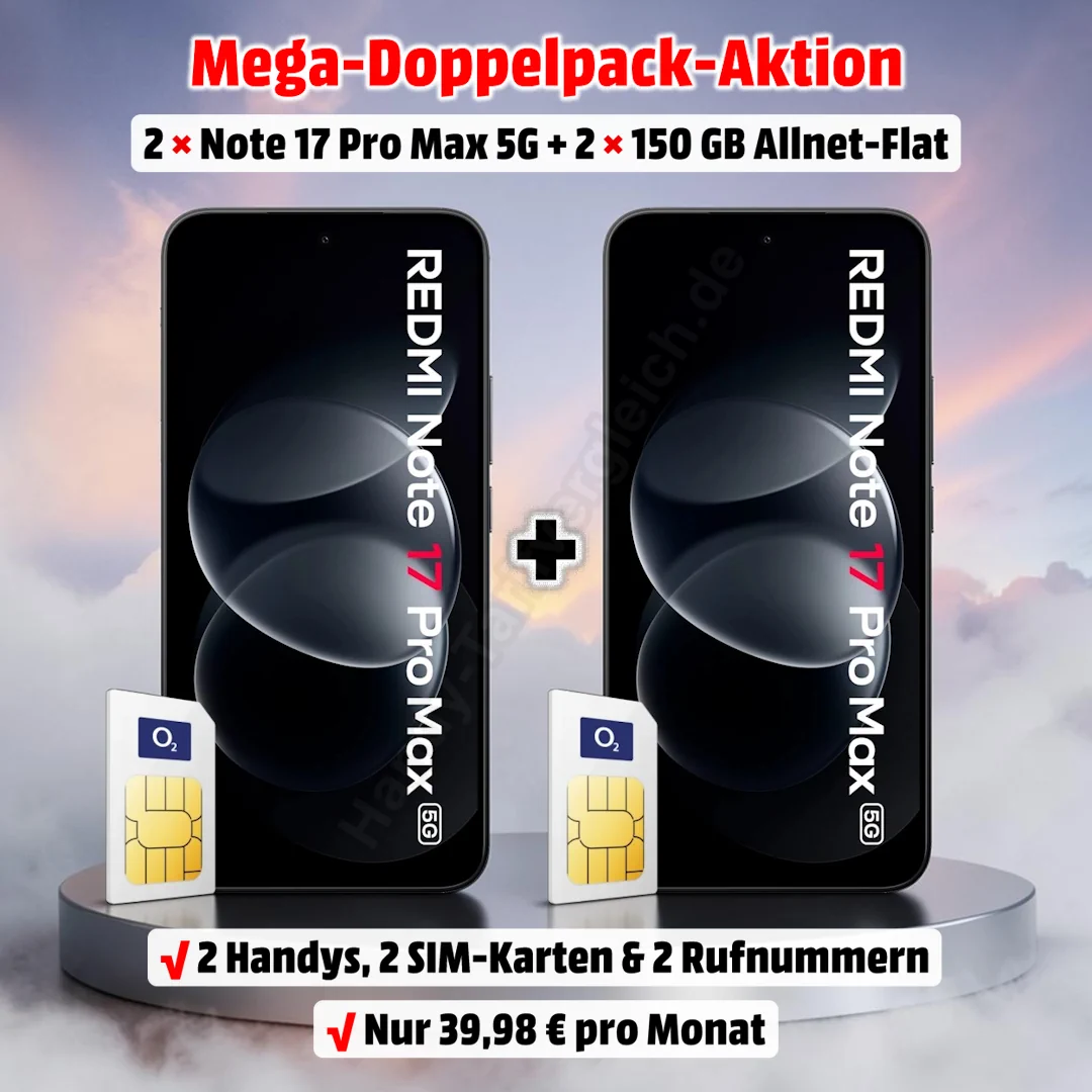 2x Xiaomi Redmi Note 17 Pro Max 5G inkl. 2x 150 GB Allnet-Flat im Netz von o2