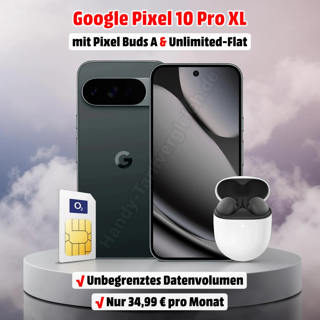 Google Pixel 10 Pro XL mit Pixel Buds A und Unlimited-Flat im o2-Netz